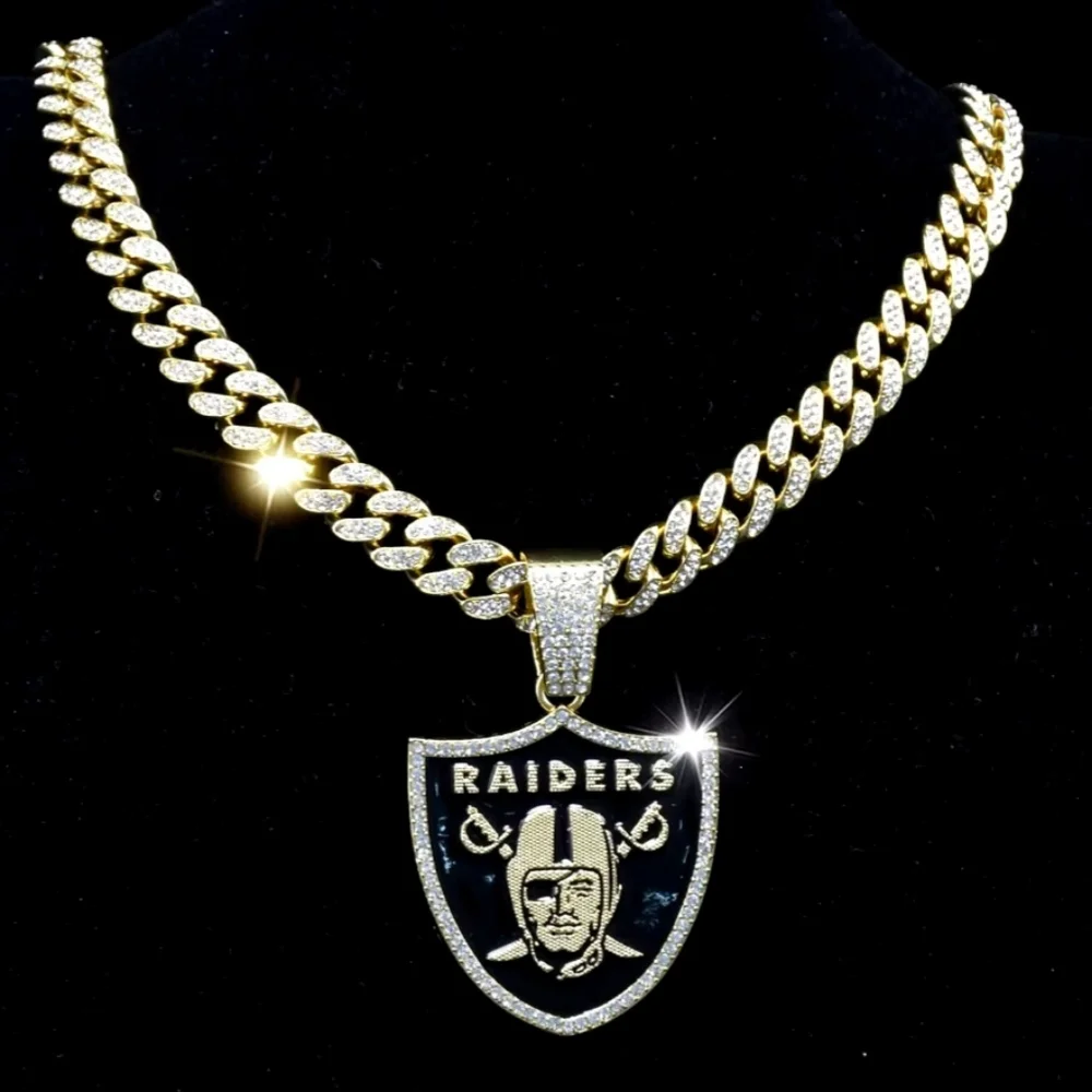 New Raiders football team iced out style 20" in gold or silver - Picture 3 of 6